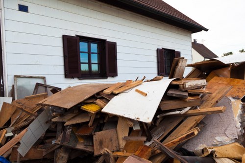 Various types of construction waste materials